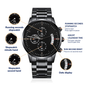 Custom Gift for Him - Black Chronograph Watch for Dad, Son, or Husband