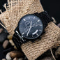 Custom Gift for Him - Black Chronograph Watch for Dad, Son, or Husband