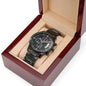 Custom Gift for Him - Black Chronograph Watch for Dad, Son, or Husband