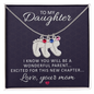Daughter To Be Parent Engraved Baby Feet Necklace with Birthstone