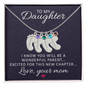 Daughter To Be Parent Engraved Baby Feet Necklace with Birthstone