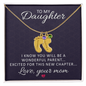 Daughter To Be Parent Engraved Baby Feet Necklace with Birthstone