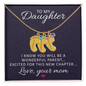 Daughter To Be Parent Engraved Baby Feet Necklace with Birthstone
