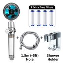  Blue Showerhead + 4 Filters + Hose + Holder