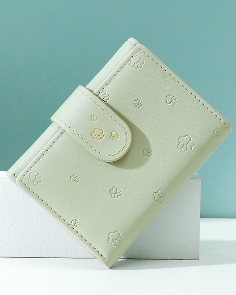 Fashion Small Paw Print Wallets Women Soft PU Leather Card Holder Purses