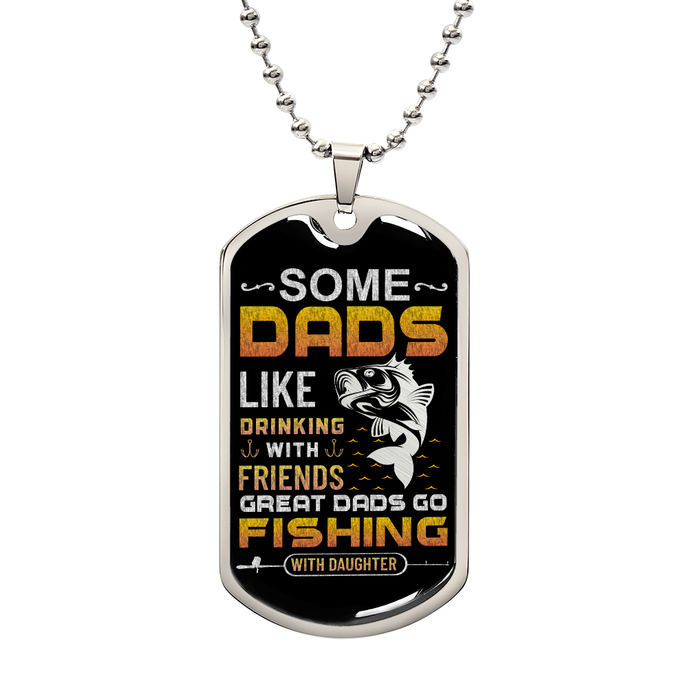 Fishing Dad Luxury Graphic Dog Tag Necklace