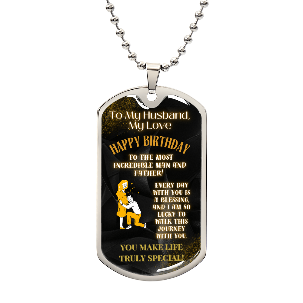 To My Husband, My Love Luxury Graphic Dog Tag Necklace