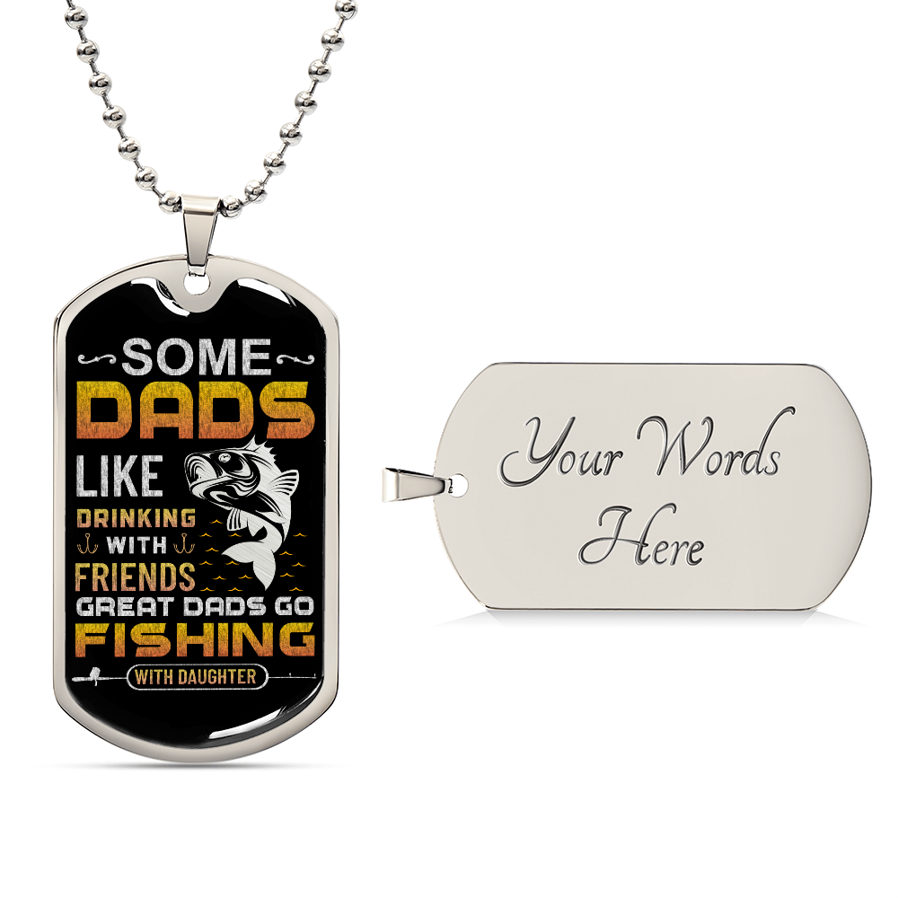 Fishing Dad Luxury Graphic Dog Tag Necklace