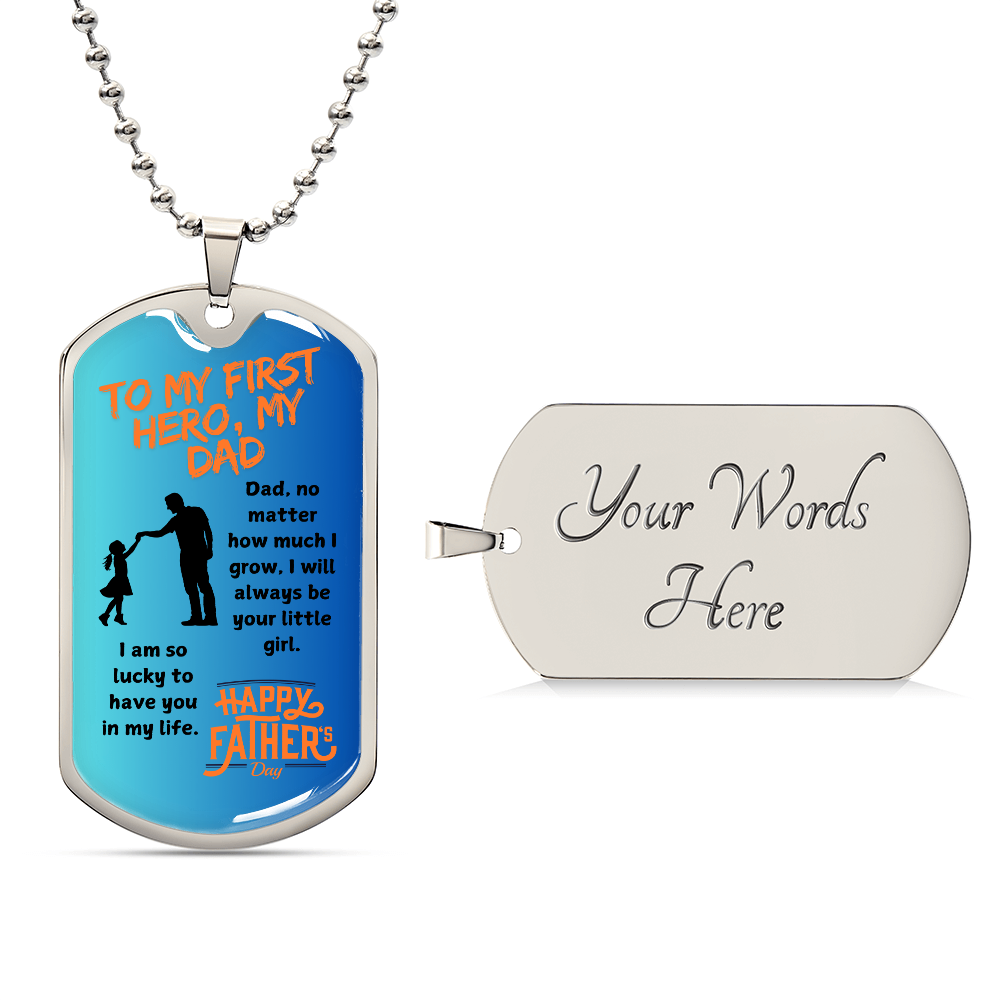 My First Hero My Dad Luxury Graphic Dog Tag Necklace