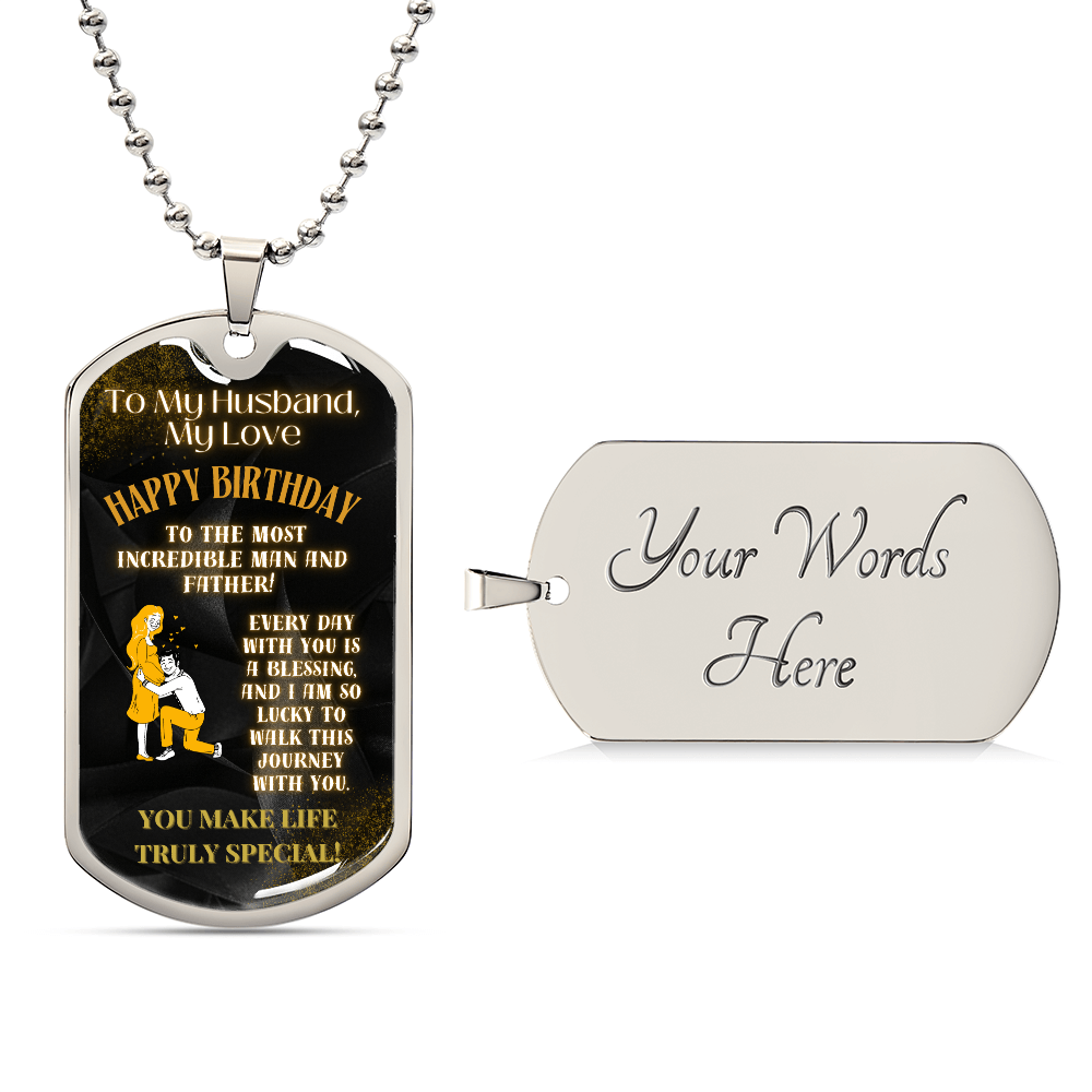 To My Husband, My Love Luxury Graphic Dog Tag Necklace