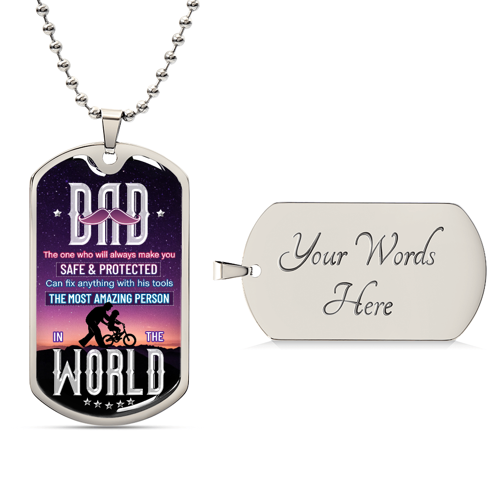 To My Amazing Dad - Luxury Graphic Dog Tag Necklace