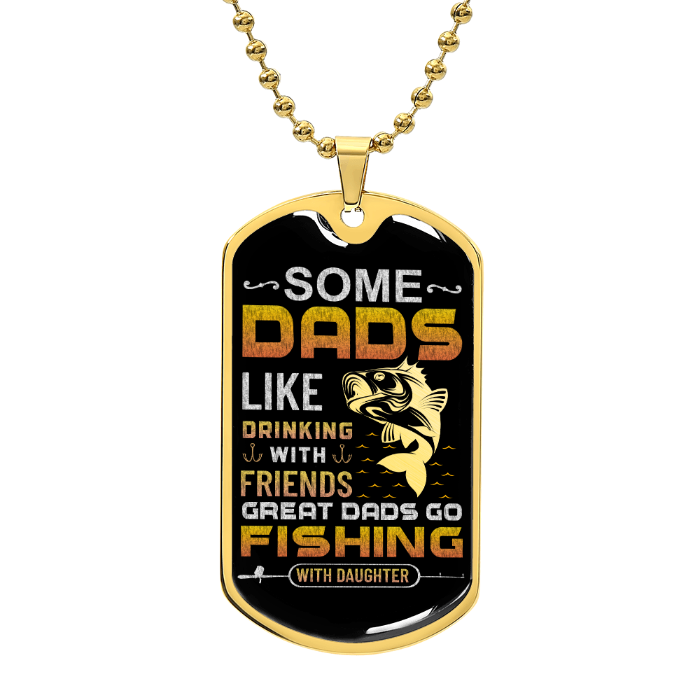 Fishing Dad Luxury Graphic Dog Tag Necklace