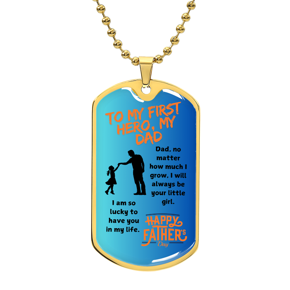 My First Hero My Dad Luxury Graphic Dog Tag Necklace