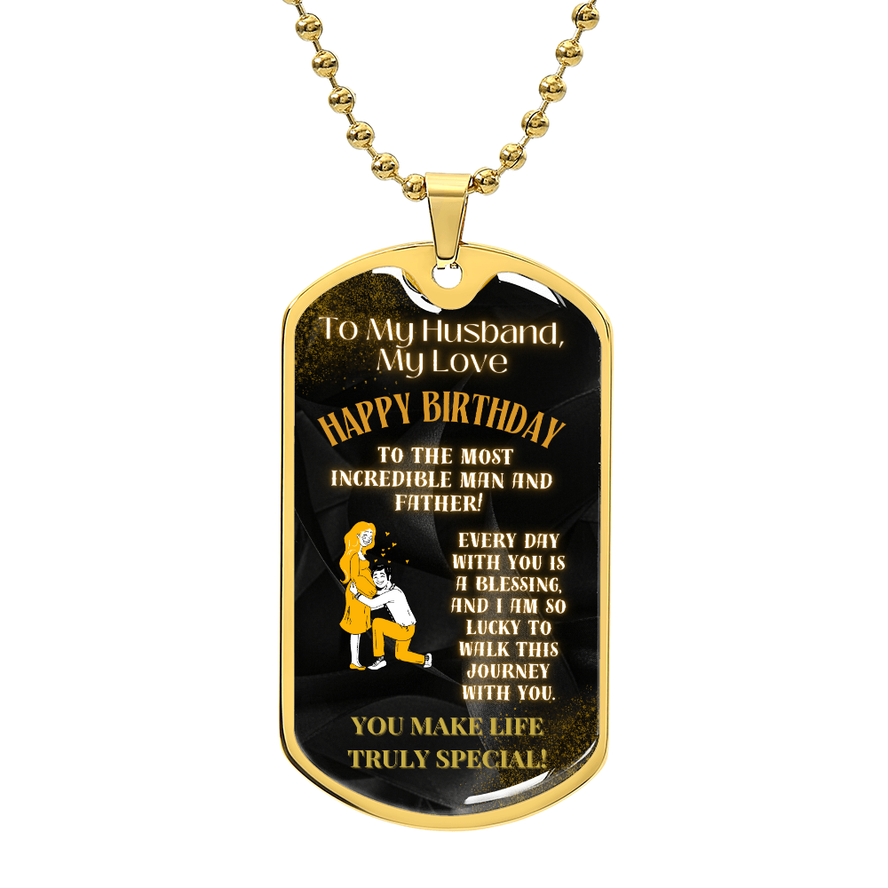 To My Husband, My Love Luxury Graphic Dog Tag Necklace