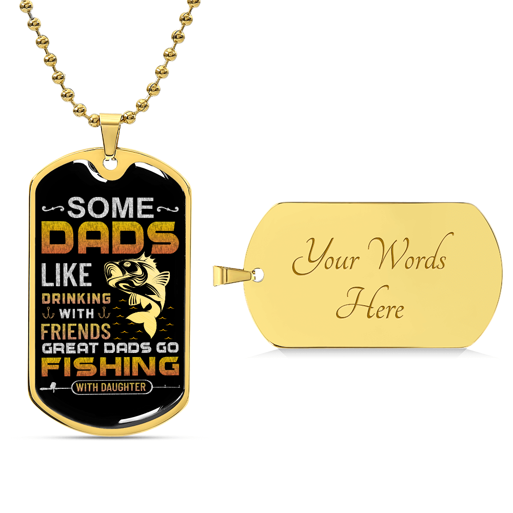 Fishing Dad Luxury Graphic Dog Tag Necklace