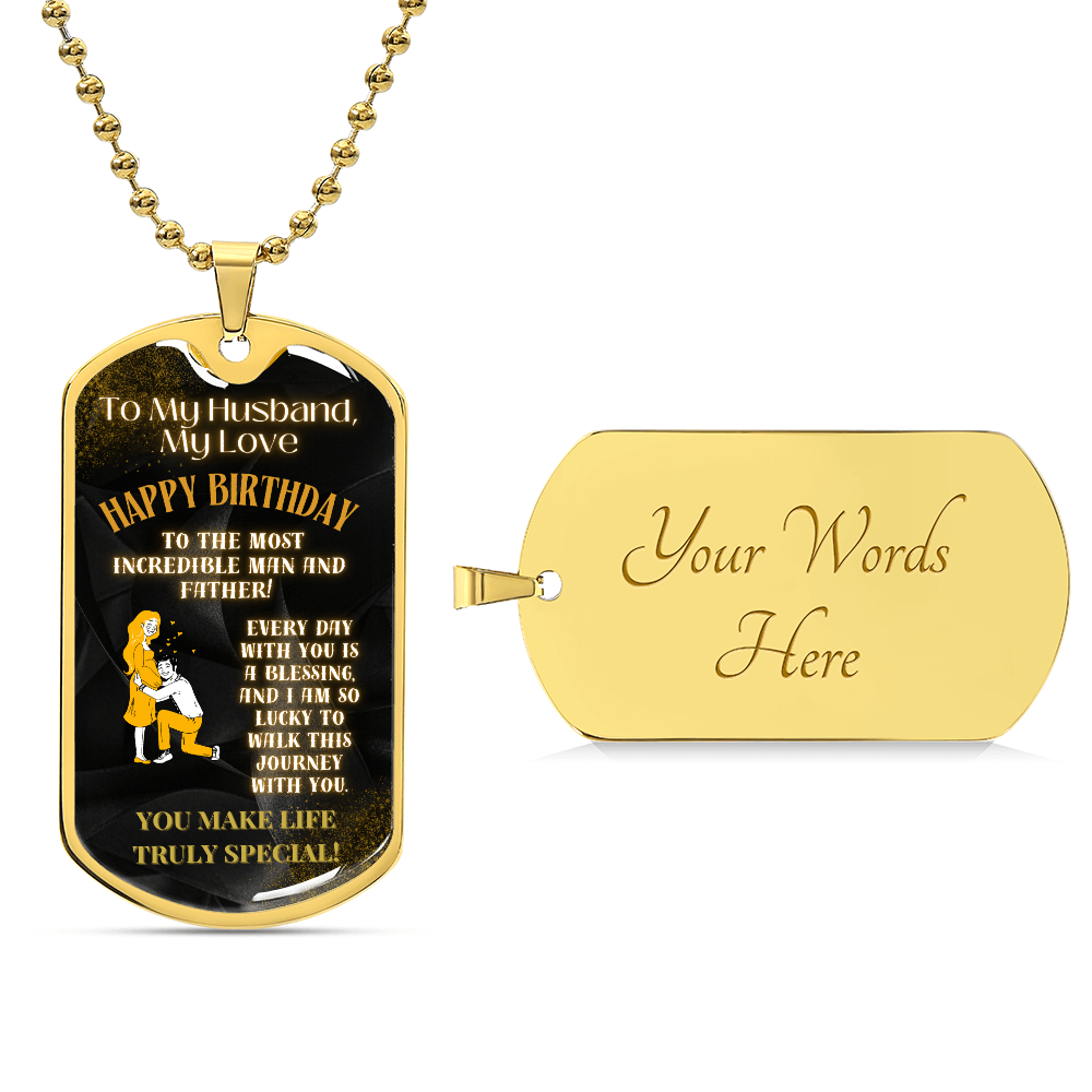 To My Husband, My Love Luxury Graphic Dog Tag Necklace