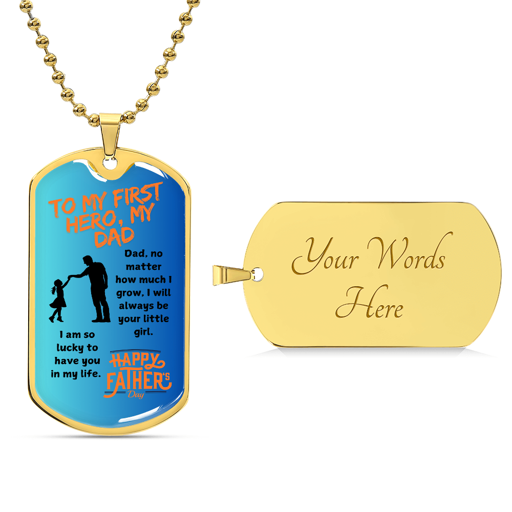 My First Hero My Dad Luxury Graphic Dog Tag Necklace