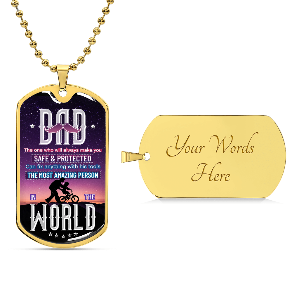 To My Amazing Dad - Luxury Graphic Dog Tag Necklace