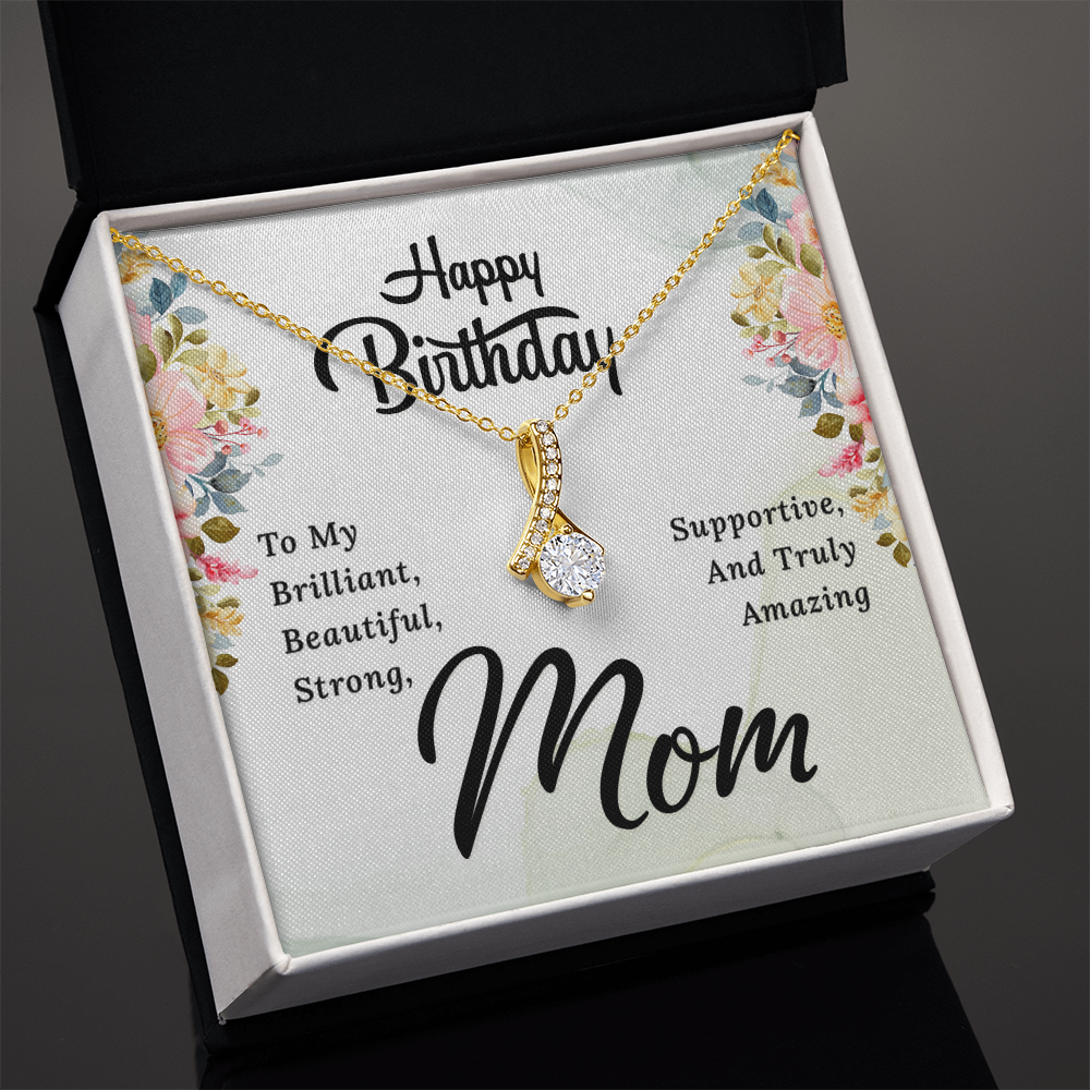 Alluring Beauty Necklace with Happy Birthday Mom Card