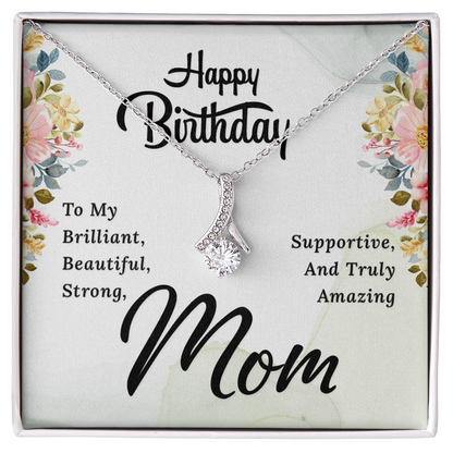 Alluring Beauty Necklace with Happy Birthday Mom Card