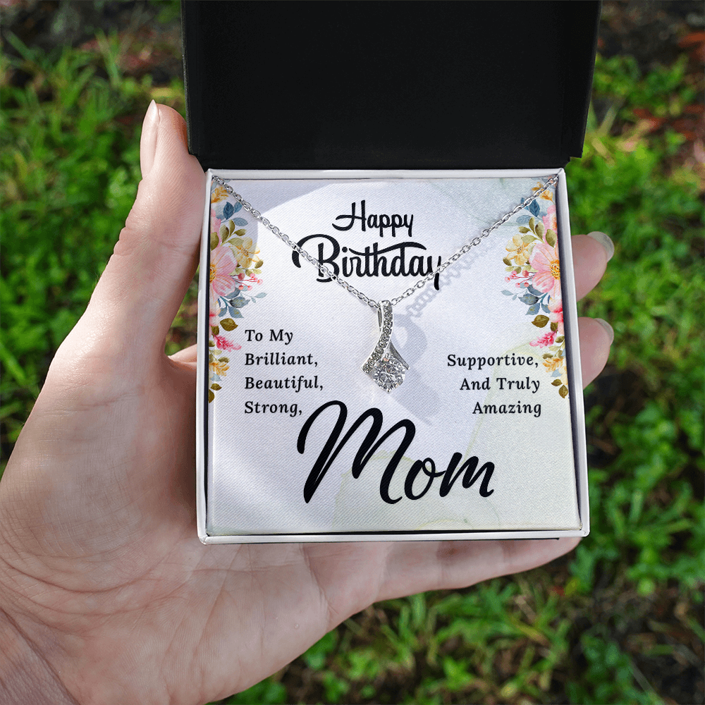 Alluring Beauty Necklace with Happy Birthday Mom Card