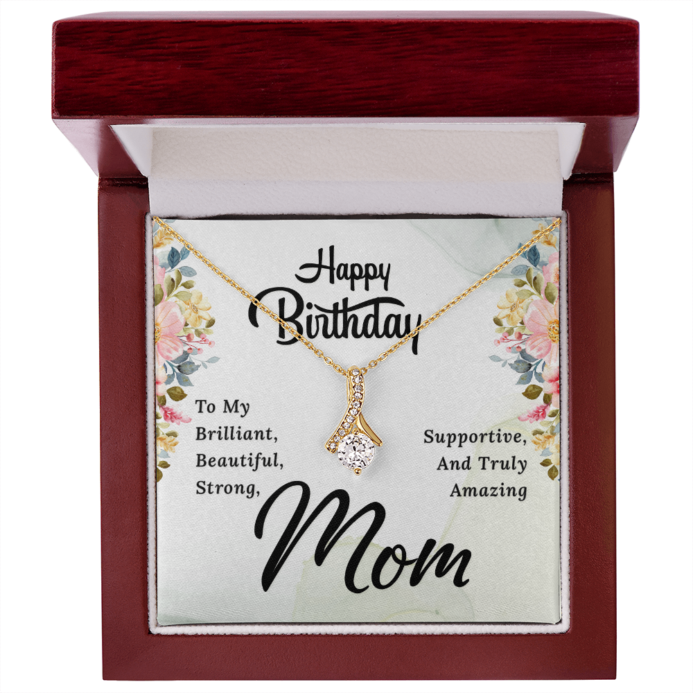 Alluring Beauty Necklace with Happy Birthday Mom Card