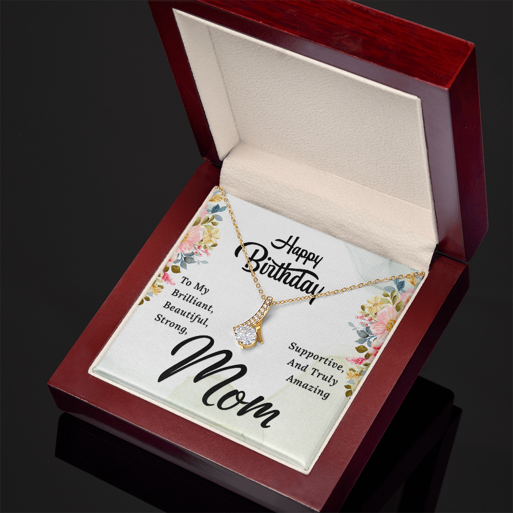 Alluring Beauty Necklace with Happy Birthday Mom Card