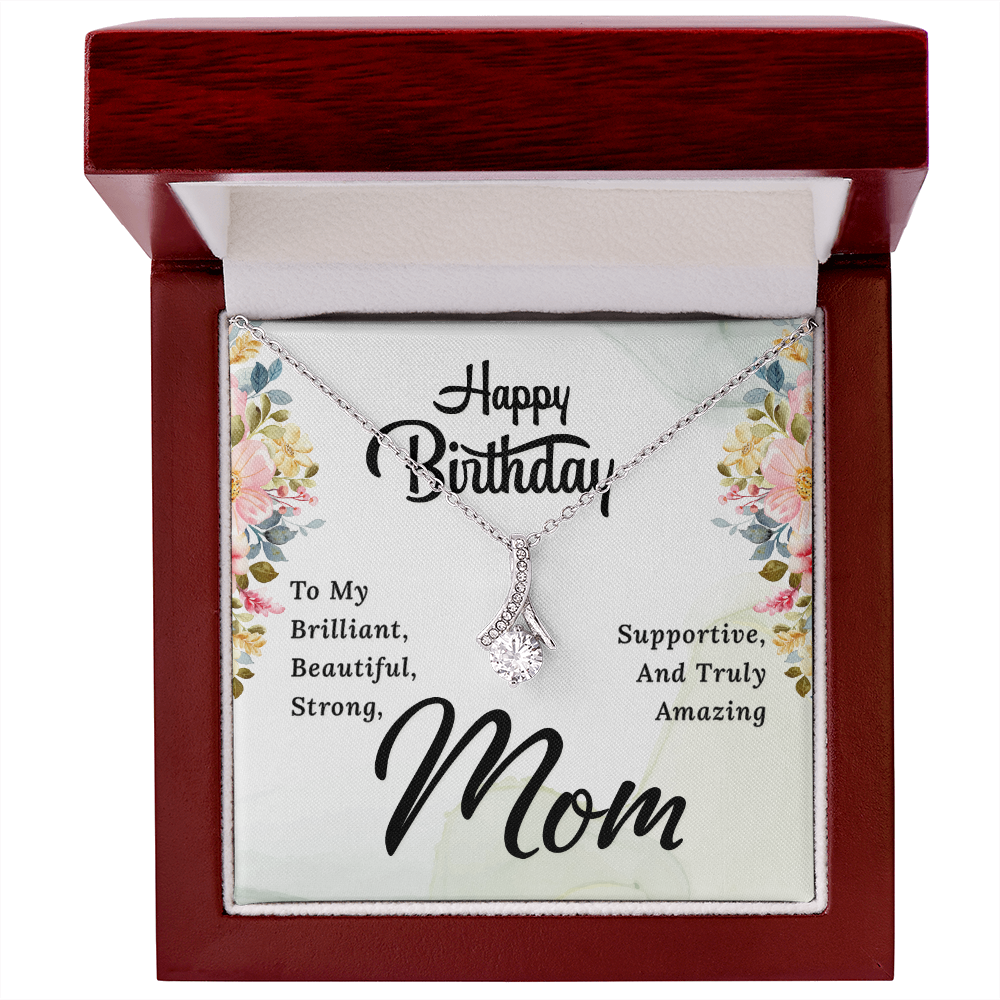 Alluring Beauty Necklace with Happy Birthday Mom Card