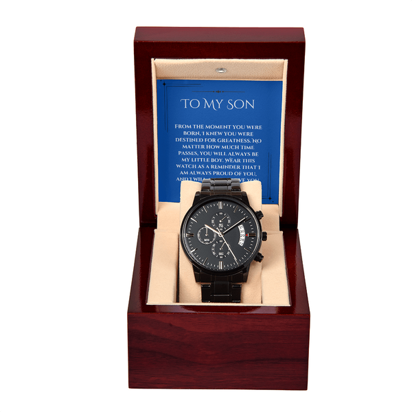 To My Son Black Chronograph Watch