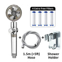  Silver Showerhead + 4 Filters + Hose + Holder