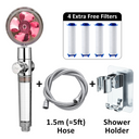  Red Showerhead + 4 Filters + Hose + Holder