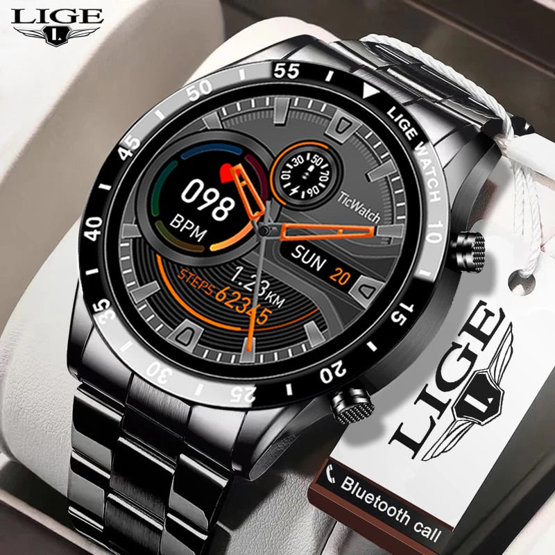 LIGE Smart watch Heart rate Blood pressure IP68 waterproof sports Fitness watch