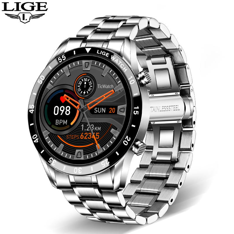 LIGE Smart watch Heart rate Blood pressure IP68 waterproof sports Fitness watch
