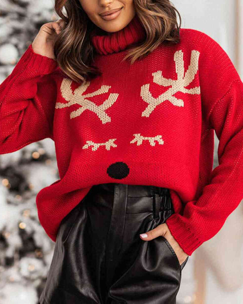 Rudolf Print Pullover Sweater