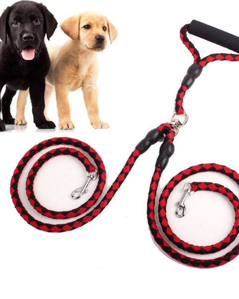 Double-Ended Traction Rope For Walking The Dog Hand-Double-Ended Traction Rope One Plus Two Leash Collar Pet Supplies Dog Collar