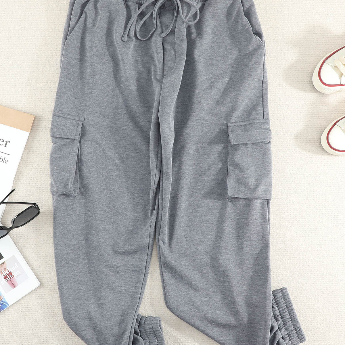 Plus Size Elastic Waist Joggers with Pockets