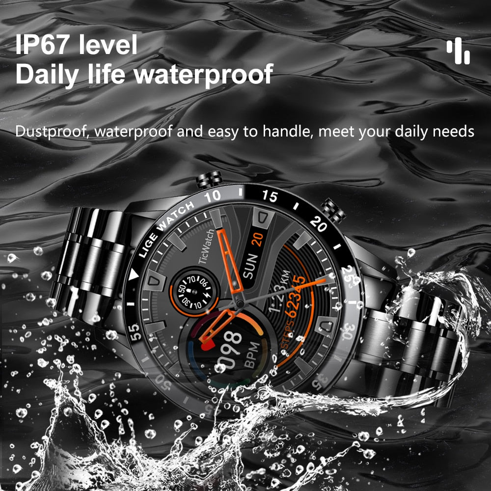 LIGE Smart watch Heart rate Blood pressure IP68 waterproof sports Fitness watch