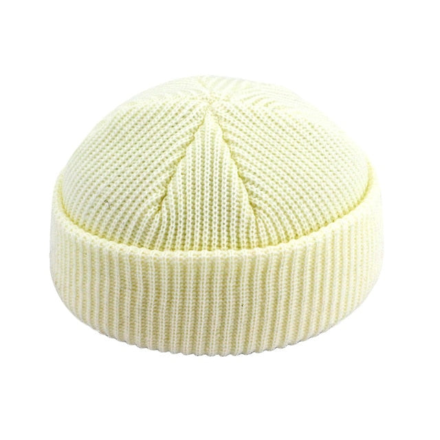 Brimless Hats Hip Hop Beanie Skullcap Street Knitted Hat Women Men Acrylic Unisex Casual Solid Pumpkin Portable Melon Cap