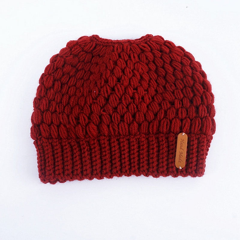 Winter Knitted Women's Ponytail Hats