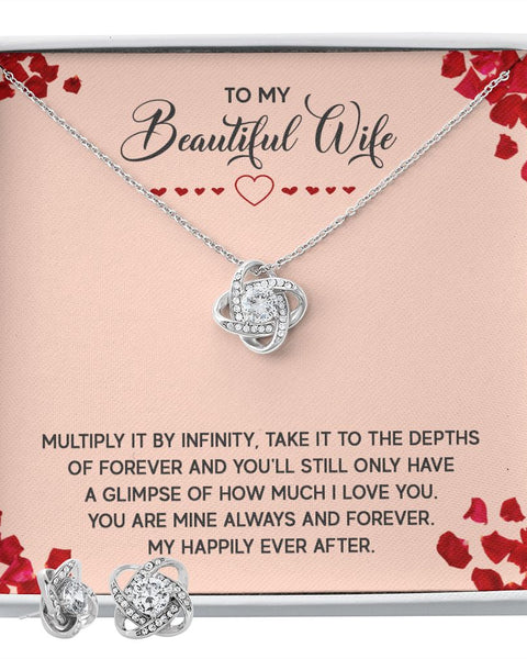 Beautiful Wife Love Knot Earring & Necklace Set