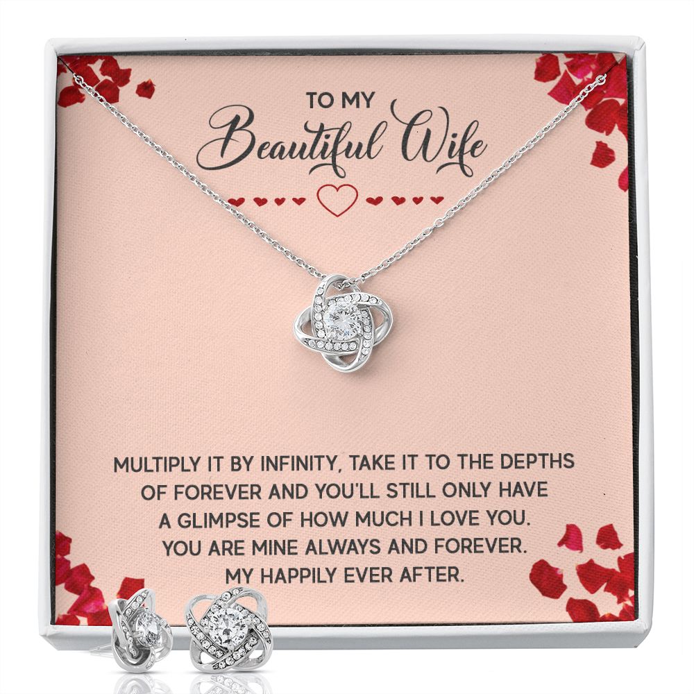 Beautiful Wife Love Knot Earring & Necklace Set