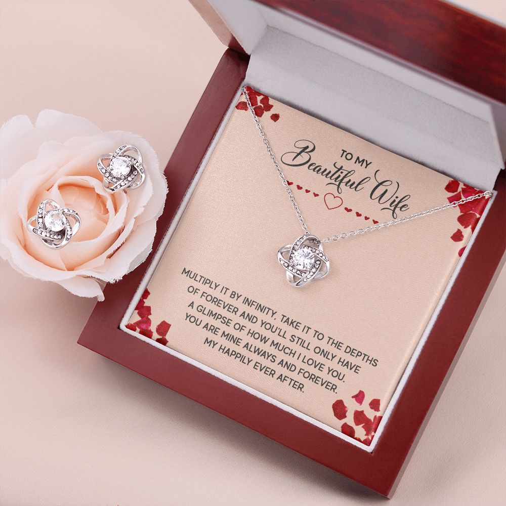 Beautiful Wife Love Knot Earring & Necklace Set