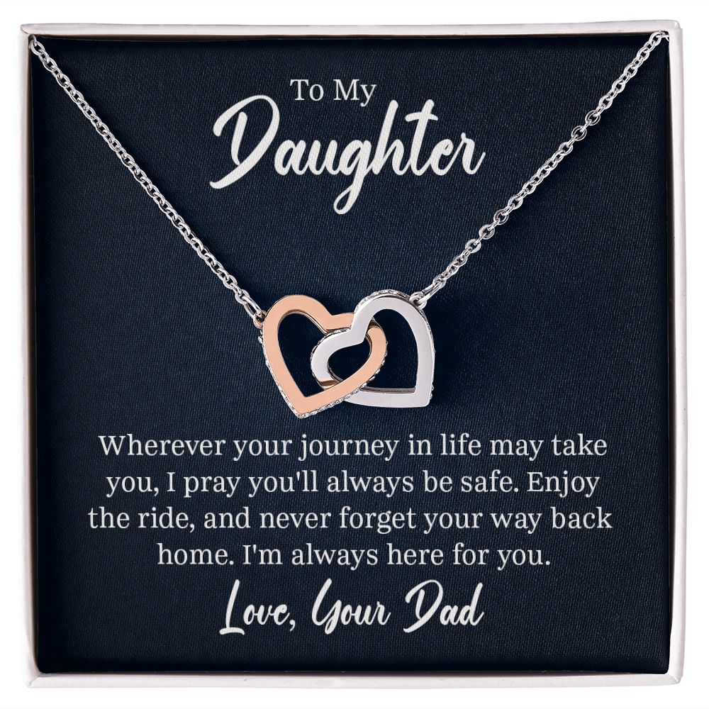 To My Daughter Interlocking Hearts necklace