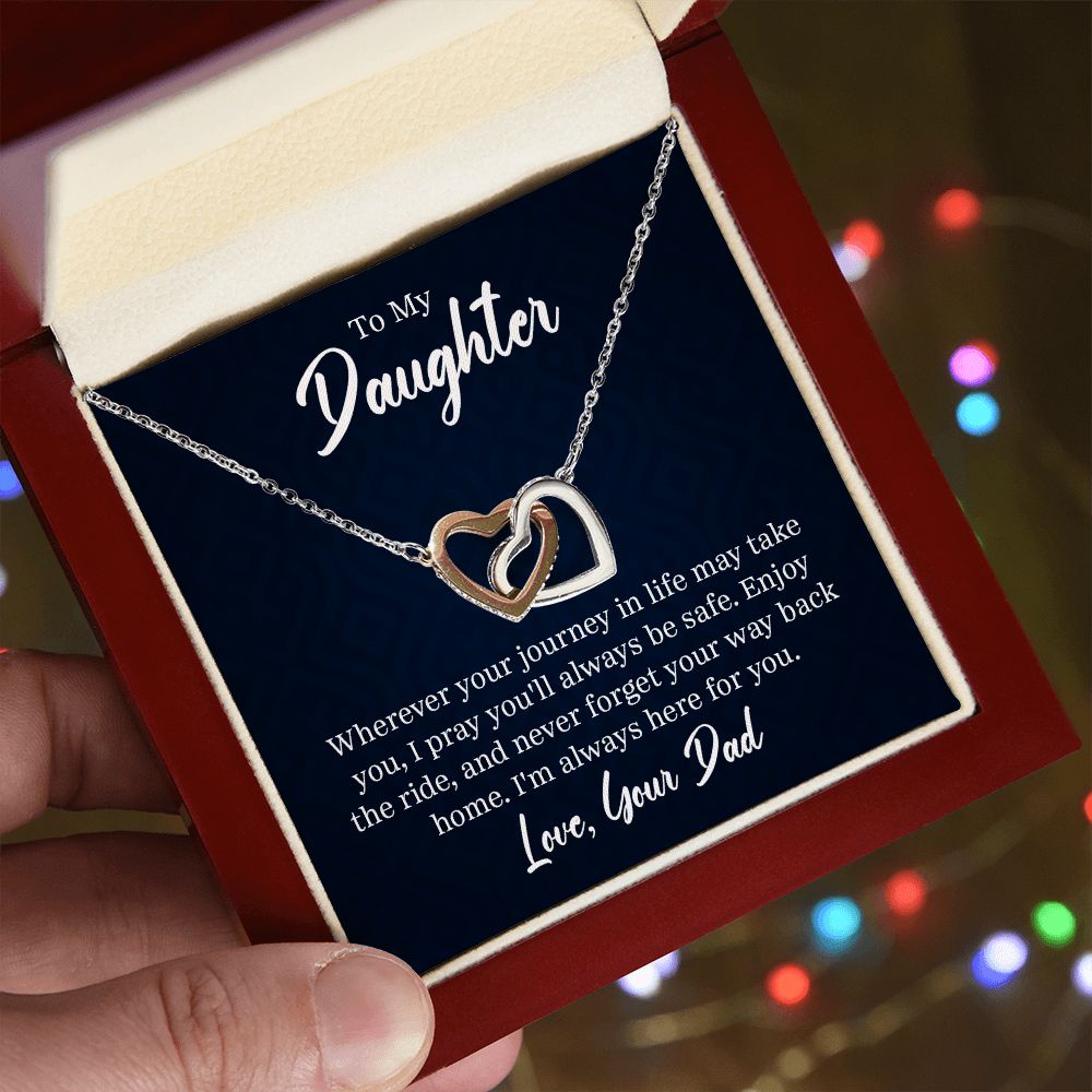 To My Daughter Interlocking Hearts necklace