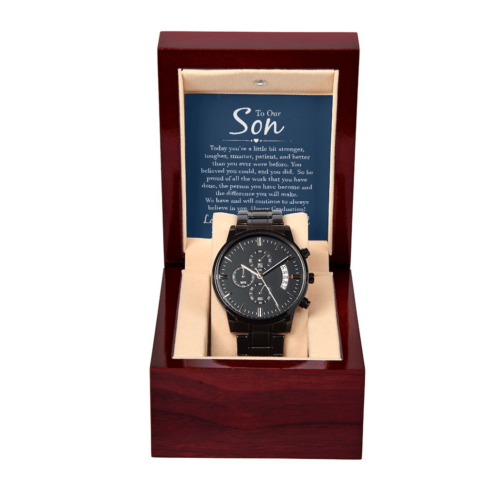 To Our Son Black Chronograph Watch