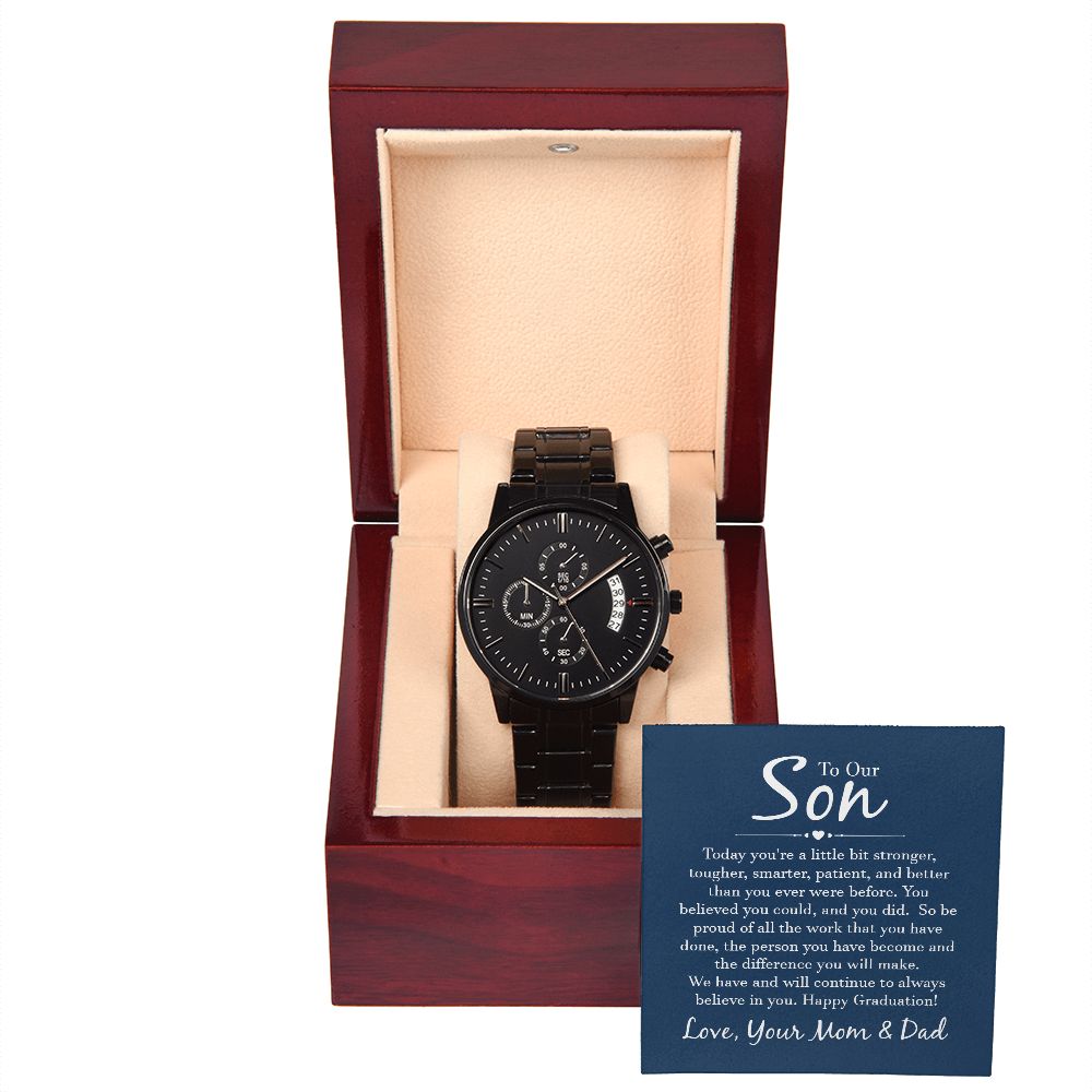 To Our Son Black Chronograph Watch