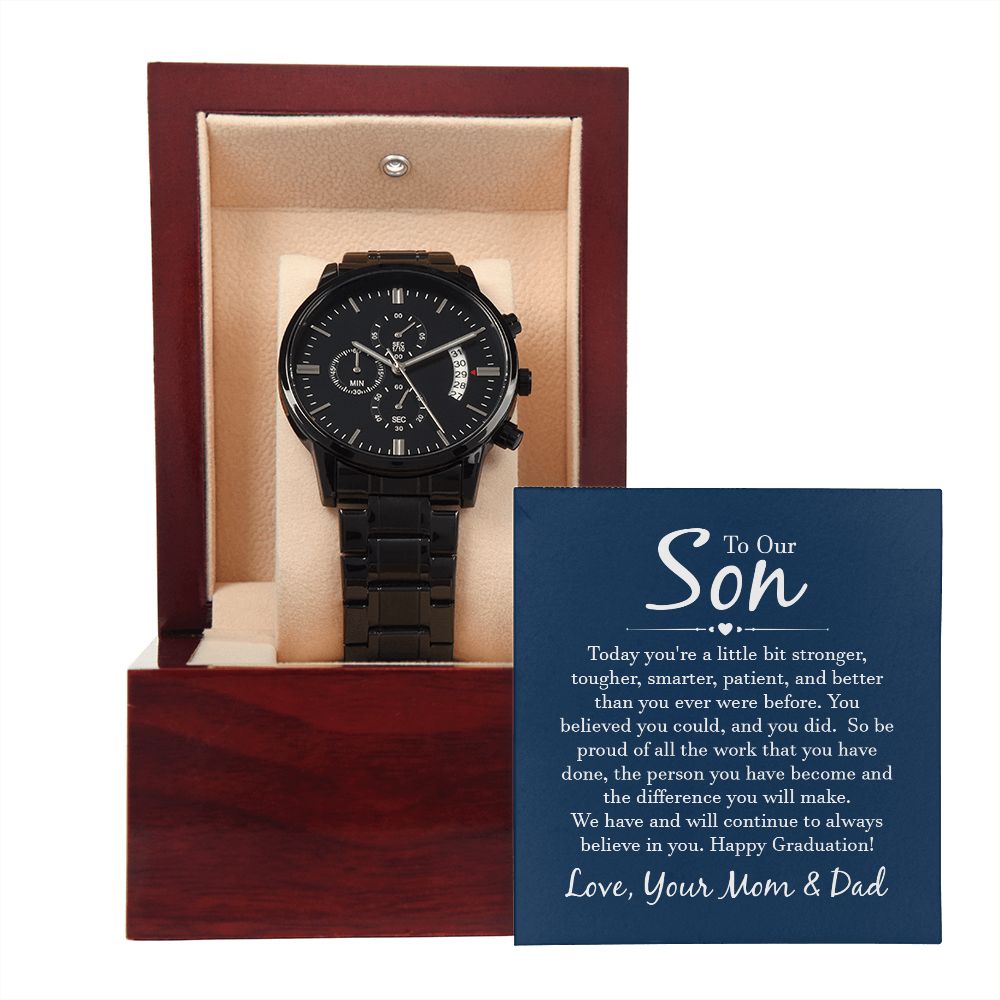 To Our Son Black Chronograph Watch