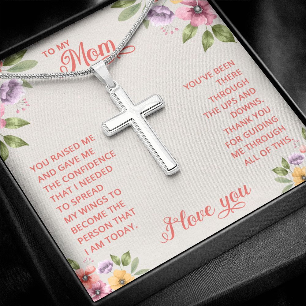 To My Mom Stainless Steel Cross Necklace