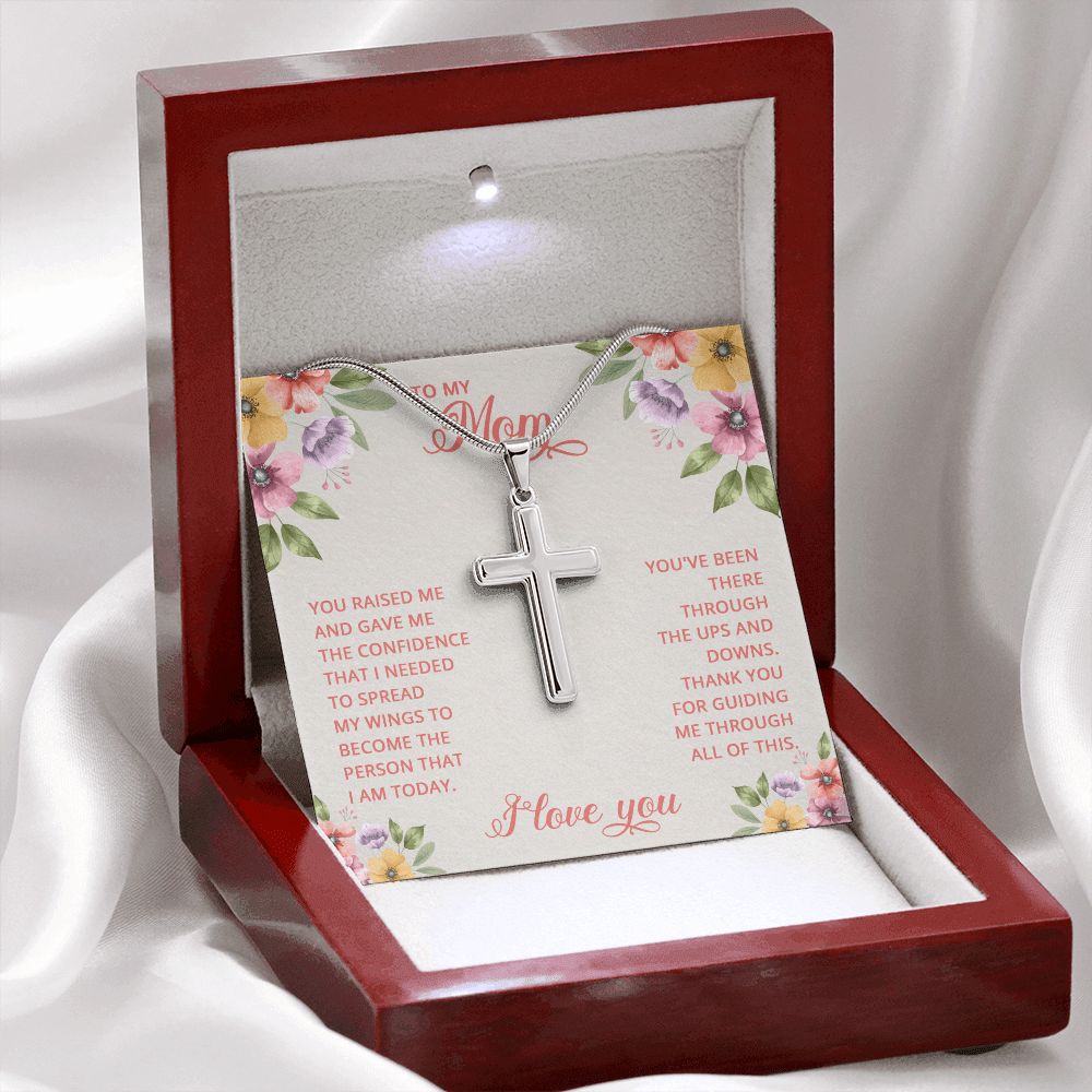 To My Mom Stainless Steel Cross Necklace