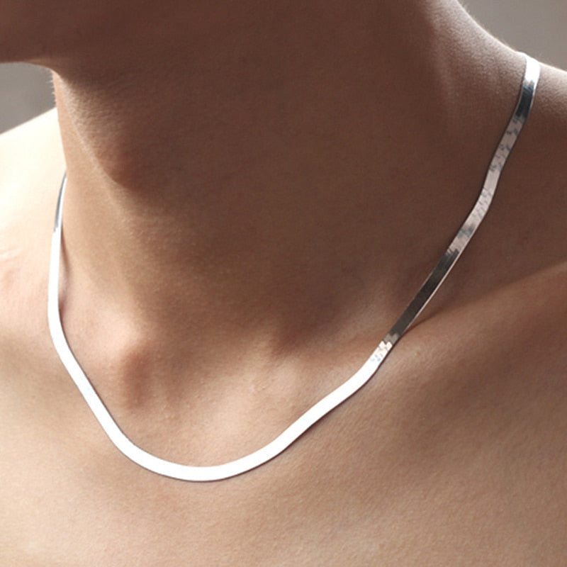 925 Silver Necklace 4MM Snake Chain Jewelry